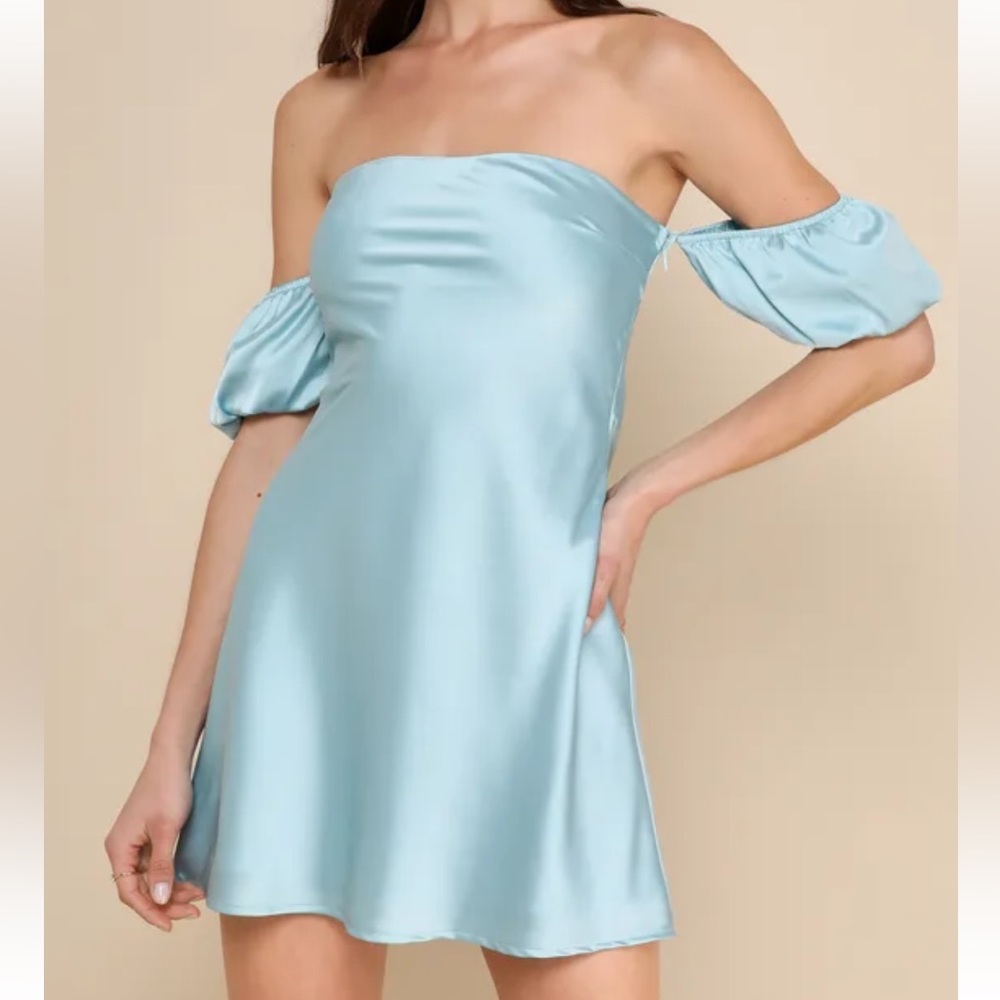 Lulu's Strapless Light Blue Dress